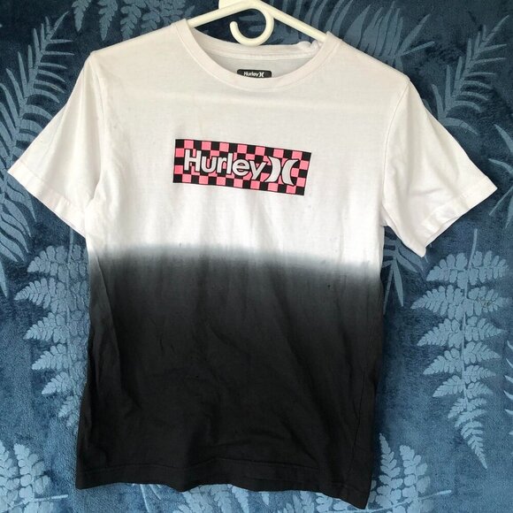 Kids Large Hurley Black Pink and White T-Shirt - Picture 1 of 6